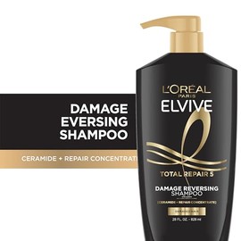 L'Oreal Paris Elvive Total Repair 5 Champú y acondicionador reparador para cabello dañado, 28 onzas (juego de 2) (el embalaje puede variar)