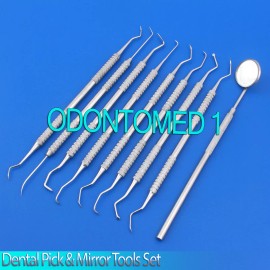 ODM 9 Pcs Set Dental Pick & Mirror Tool Sculpture Instrument Oral Kit Tooth,PR-191