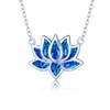 OHAYOO Opal Lotus Necklace Women's 925 Sterling Silver Lotus Pendant