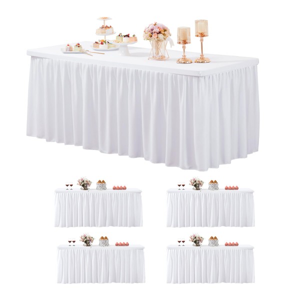 5 Pack White Table Cloths for 6 foot Rectangle Tables