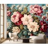 PYFFYP- Pink Vintage Garden Flowers Wallpaper murals for Living Room（Not