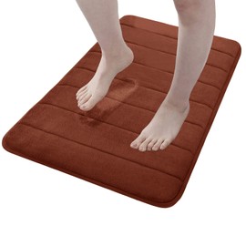 Bath Rugs Memory Foam Bath Mat for Bathroom Non Slip Flannel Fleece Floor Mats Thick Absorbent Plush Living Room Rug Washable Bathroom Rug （Brown , 20x32 Inch