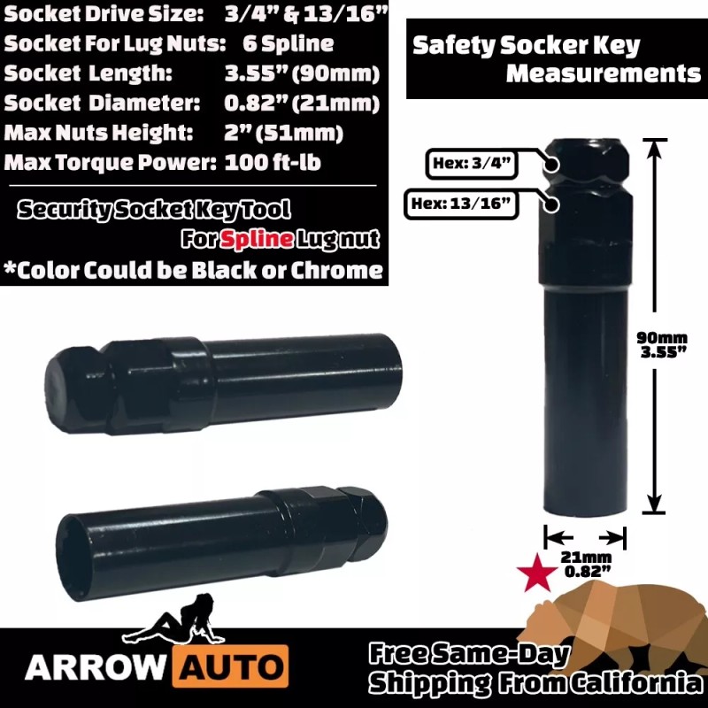 ARROW 20x Black M12x1.5 Spline Cone Lug Bolt 40mmShank Fit