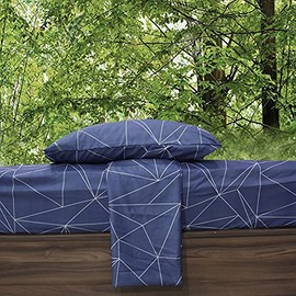 On Store. Juego de sábanas Estampadas para Cama, 2500 Hilos Tacto Suave. (Matrimonial, Marino)                                                        