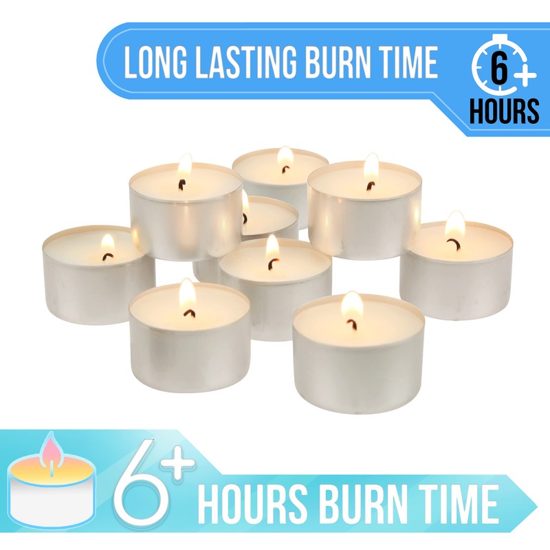 Stonebriar Unscented Long Burning White Tealight Candles, Bulk Pack, 6-7