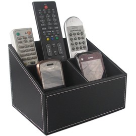 KINGFOM Remote Control Organiser, 3 Compartments TV Remote Holder (Black)