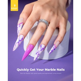 BURANO Marble Nail Gel Polish, 1 Bottle Blooming Gel Nail Polish Marble Tints Nail Polish, Marble Nails Art For Home DIY Nail Salon Nail Art Design (Purple) 05