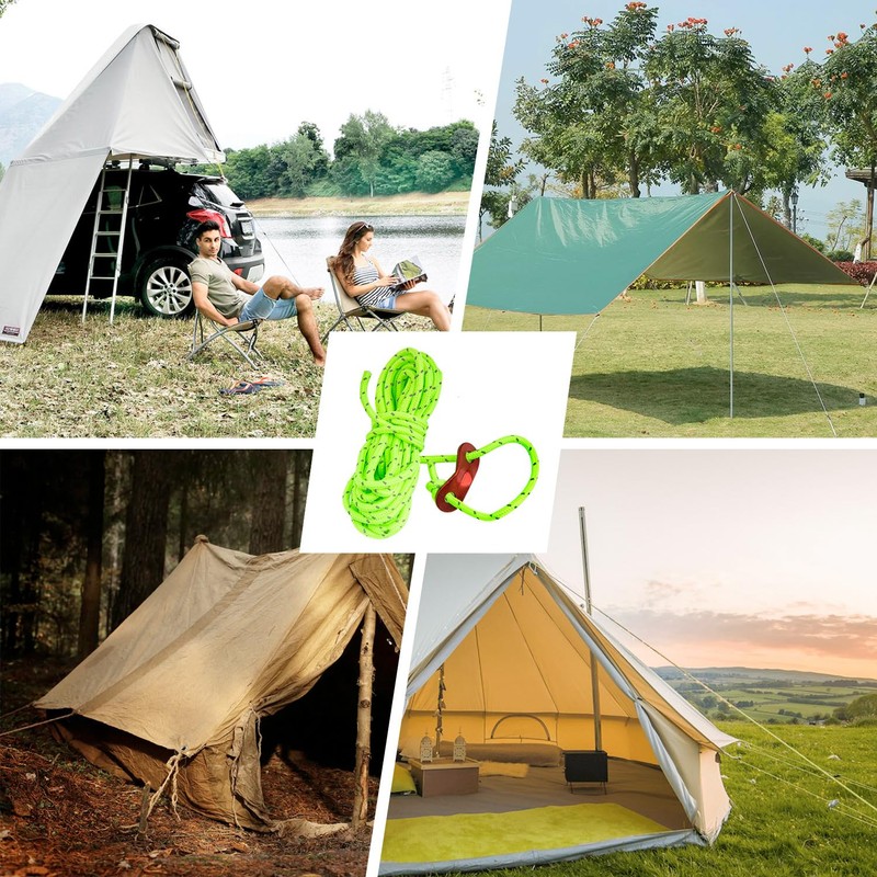 8 Pack Reflective Nylon Ropes, 4mm Tent Guy Lines with