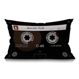 Retro Audio Cassette Cushion Cover Music Record Player Low Noise 80s Plastic Tape Waist Lumbar Cotton Linen Throw Pillow case Throw Pillow for Sofa Home Decorative Oblong 12x20 Inches 30 x 50 cm