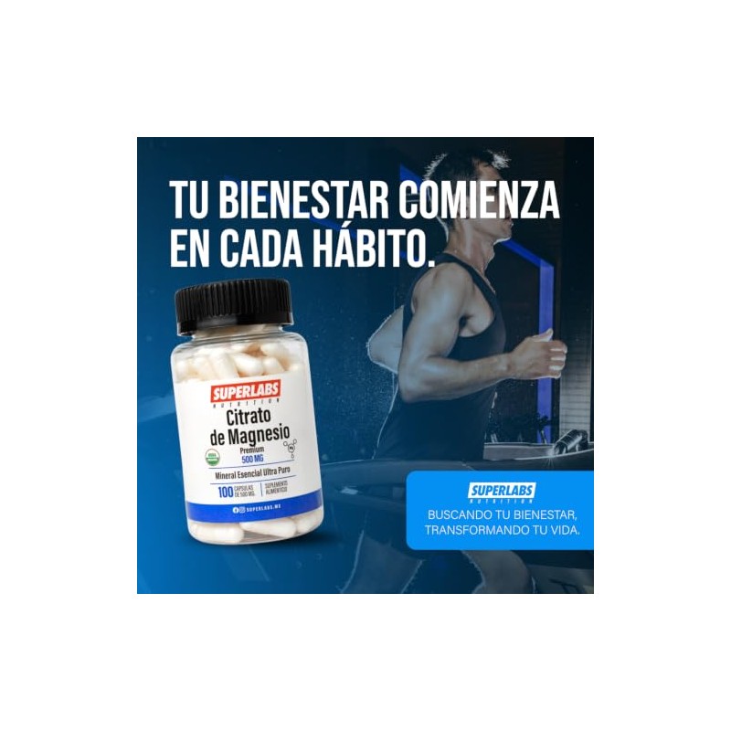 SUPERLABS NUTRITION CITRATO DE MAGNESIO 500MG 100 CAPSULAS