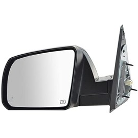 TRQ Left Mirror Manual Folding with Blind Spot Indicator with Smooth Black Cover Drivers Side Compatible with 2018-2020 Toyota Sequoia 2014-2020 Tundra TO1320342
