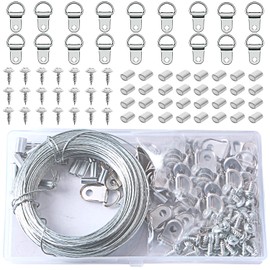 30 m wire rope, 0.7 mm, picture frame, hanging wire, D-ring picture frame, hanging hook and screws, insert for hanging picture frames, signs, climbing plants.