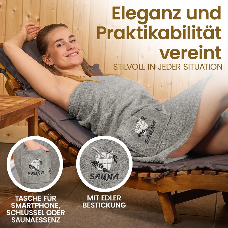 Lashuma Sauna Towel Women's Terry Cloth Sauna Kilt Stone Grey
