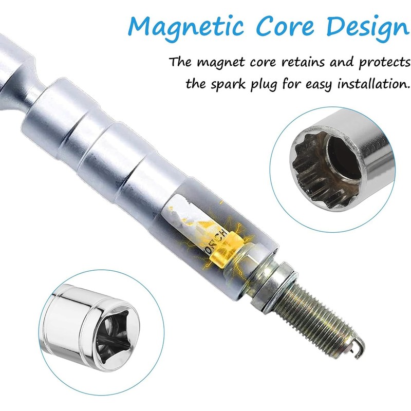 5/8" Magnetic Swivel Spark Plug Socket, Thin Wall Spark Plugs