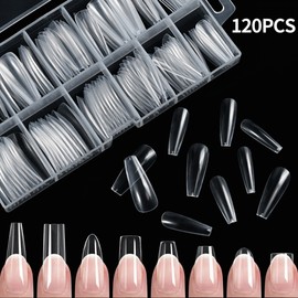 Self Gel Nail Polygel Coffin Extension Tips 120pcs Set 3-Malkantip-Coffin 4ea