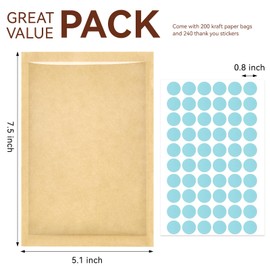 Ohuimrt 200 Pack Heat-Sealable Paper Cookie Bags with Seal, 5.1 x 7.5 Inch Small Bakery Bags with Window Cookie Packaging Sleeves for Brownie, Pastry, Donut, Treat, Dessert