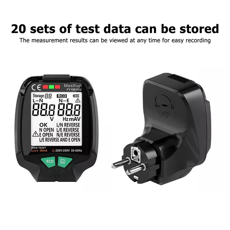 Ticfox Socket Tester – 20 Sets Data Storage Liquid Crystal