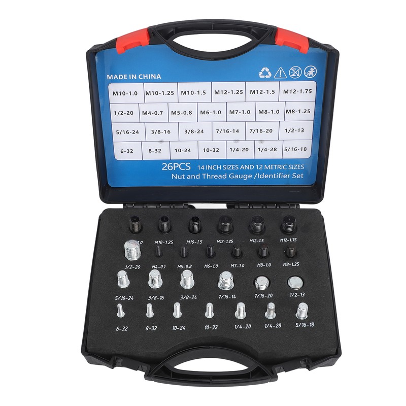 26 PCS Nut Bolt Thread Checker High Accuracy Carbon Steel