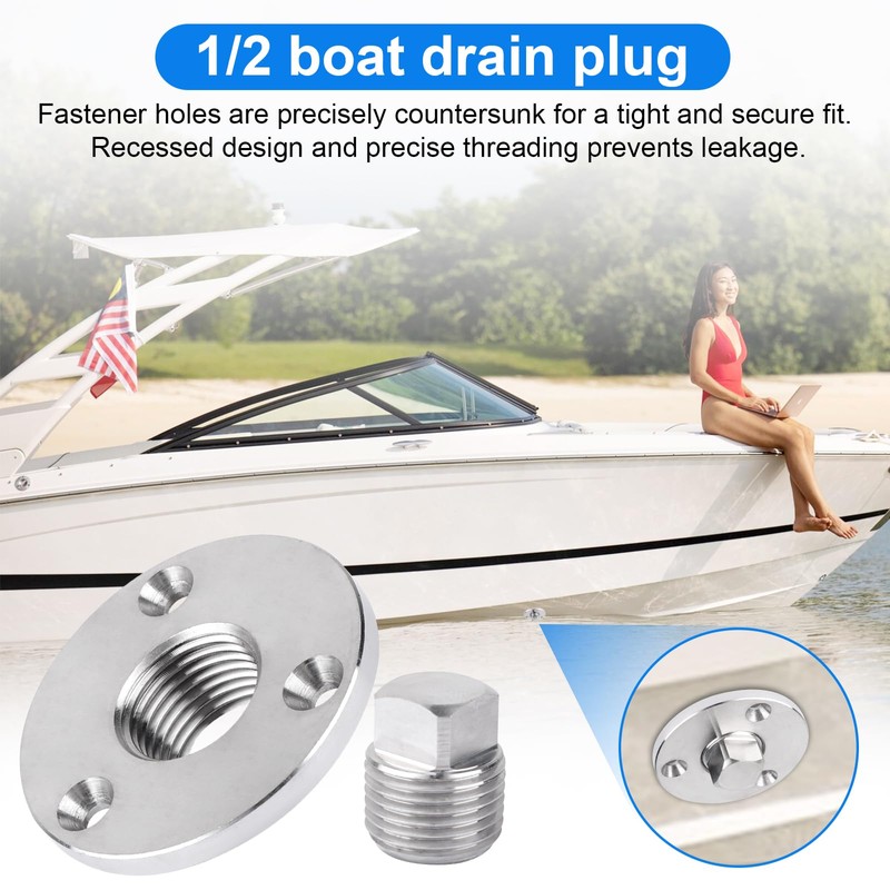Stainless Steel Boat Drain Plug Kit Boat Plug Kit 1/2"