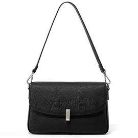 YOBLUELO Women's Shoulder Bag, Genuine Leather, 2-Way Crossbody Bag, Shoulder Bag, Mini Bag, Small, Simple, Casual, Multiple Storage, Pockets, Zipper Pockets, Commuting to Work, Black