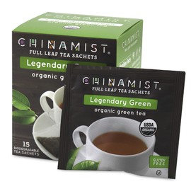 China Mist - Legendary Green Organic Full Leaf Tea Sachet, 15 count box - Biodegradable and Individually Wrapped (6 Pack)