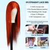 KKU 24 Inch Ginger Orange Straight 9x6 Lace Glueless Wig,Tiny