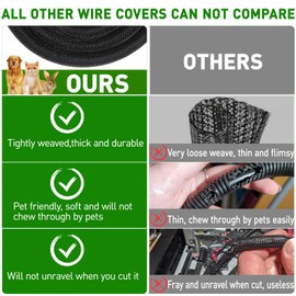 Cord Protectors from Pets No Chew, 12ft-3/4inch Dog Cat Proof Wire Covers for Rabbits Cable Sleeve Management, Split Braided Sleeve Wire Loom Tubing,Automotive Wire Protector Wrap, Black