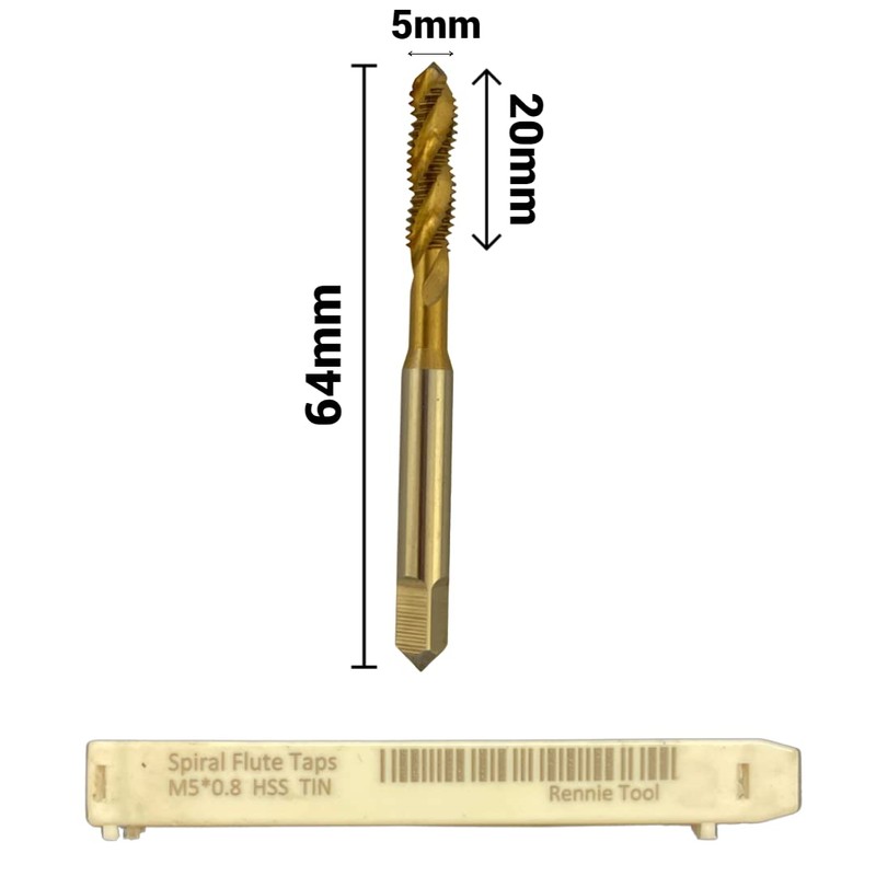 Rennie Tools - M5 x 0.8 Spiral Flute Tap HSS