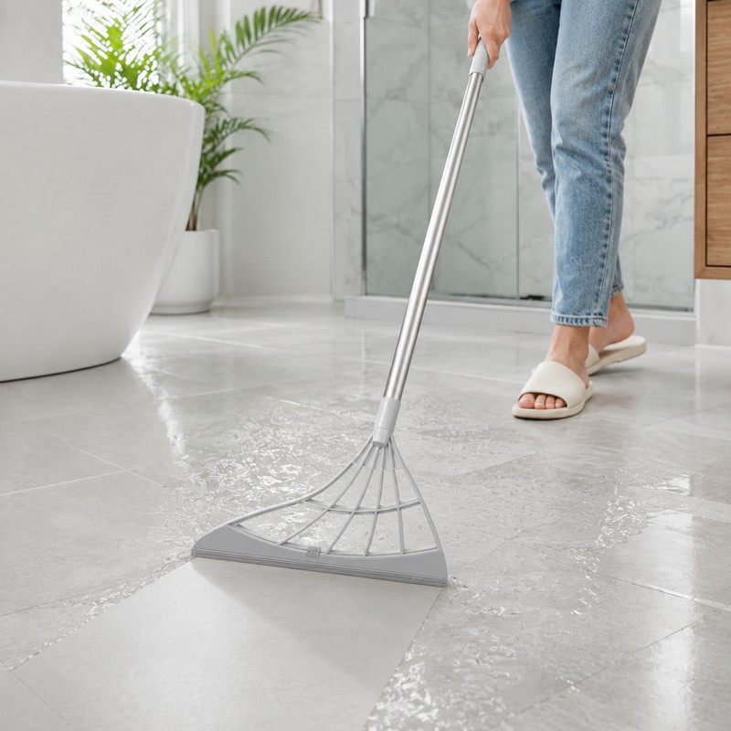 Silicone Floor Squeegee Broom for Pet Hair & Water -