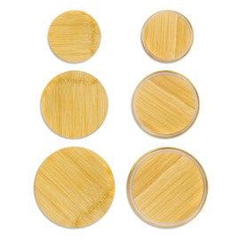 TERESRY Replacement Wooden Lids for Pyrex, Anchor Hocking Glass Containers 7200 * 2 7201-PC*2 7402-PC*2, Bamboo Lids for Pyrex 2Cup 4Cup 7Cup Glass Bowls, Bowl Covers 6 Pack
