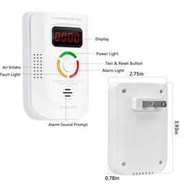 Carbon Monoxide Detectors,CO Detector Plug in Wall for Home/RV,Carbon Monoxide Alarm with Audible & Visual Alerts,Portable CO Monitor for Travel with 1-Pc Led Light Blocking Stickers