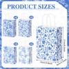 Honoson 24 Pcs Blue White Floral Paper Gift Bags with