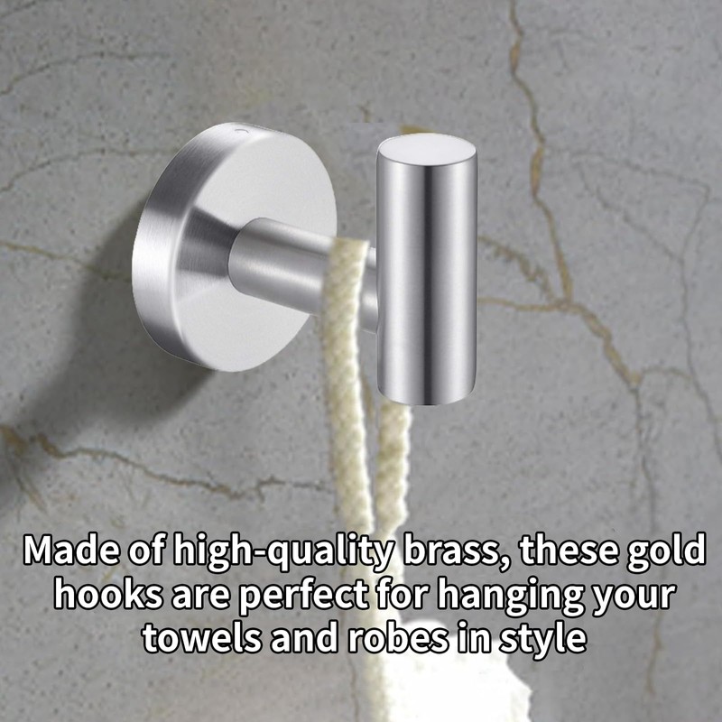 IUSOT 4 Pack Brushed Silver Towel Hooks – Heavy Duty
