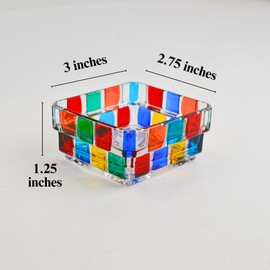 Italian Crystal Mini Pisa Candy Dish Bowl, 3 oz, Multi Color, Hand-Painted, Key Bowl for Entryway Table, Jewelry Holder, Trinket Bow, lMade In Italy.