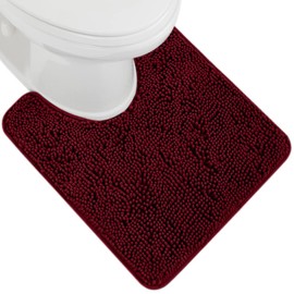 GORILLA GRIP GORILLA GRIP Plush Absorbent Shaggy Chenille Bath Rug Mat for Oval Toilet Base with Rubber Backing, Machine Washable Rugs, Soft Microfiber Contour Mats for Toilets, Bathoom Decor, 22.5x19.5, Burgundy