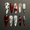 Almond Press on Nails Long Fake Nails with Butterfly Cherry