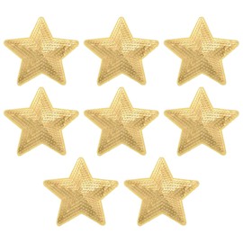 MECCANIXITY 8 Pieces Large Iron on Patches Star Sequin Iron on Applique Embroidered Patches Gold Bling Appliques for Clothes DIY Crafts Bag Pants