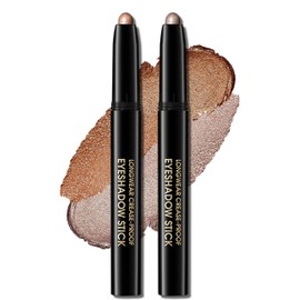 Erinde 2 x Glitter Eyeshadow Pen, Glitter Eyeshadow Stick, Waterproof & Long-Lasting, Cream Shimmer Crayon Eyeliner, Metallic Shimmer Eye Makeup Pen #01 + # 09 Shimmer