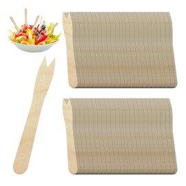 400 Pieces Wooden Forks Wooden Cutlery Picnic Supplies Camping Party Tableware Wooden Cocktail Picks Perfect for Kebabs French Fries (Original Color)