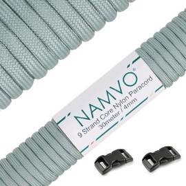 Namvo Mil Spec Type III Nylon Parachute Cord, 9 Inner Strands Strong Breaking Strength 4 mm Diameter 100 Feet 550 Paracord Grey