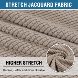 H.VERSAILTEX Stretch T Cushion Chair Sofa Slipcover T Cushion Covers for Living Room Armchair Couch Cover T Cushion Slipcover Seat Cover with Elastic Bands Thicker Jacquard Fabric, Sand