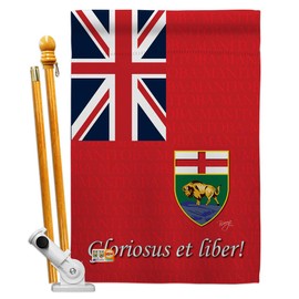 Breeze Decor HS108186-BO Manitoba World Canada Provinces Decorative Vertical, House Flag Set 28"x 40" w/Flagpole, Multi-Color