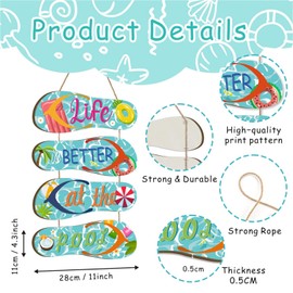 HPNIUB Life is better at the pool Hanging Sign,Summer Beach Seaside Ornaments Wall Art,Beach Themed Room Decor,Coastal Decor Beach Hut Accessories Seaside Bathroom Accessories,4PCS,28 * 11cm