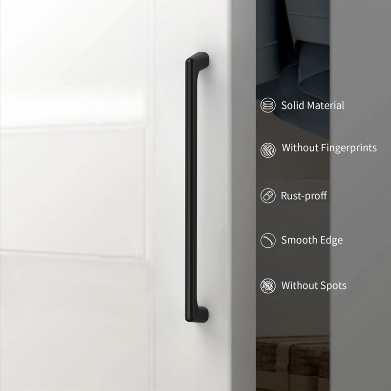 KNOKLOCK 10 Pack 10 Inch(256mm) Kitchen Cabinet Handles Matte Black