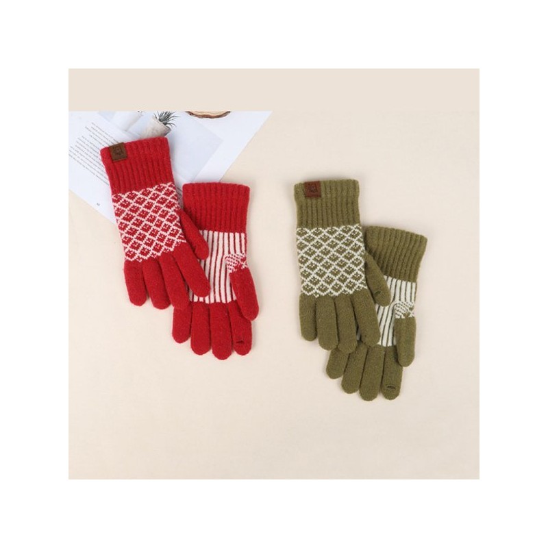 Lala 울 혼방 꽃무늬 기모 장갑(LALAGL003) Wool Blend Floral Fleece