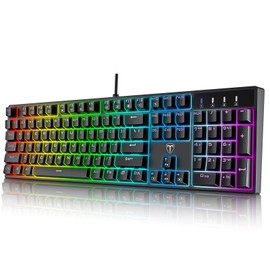 RGB Mechanical Gaming Keyboard Wired - 104 Key Blue Switch Keyboard with Durable ABS Keycaps, 20 Lighting Modes & Backlit, Anti-Ghosting N-Key Rollover, Spill-Resistant for PC/Mac (Black)