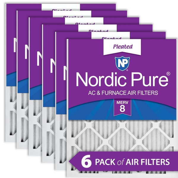 Nordic Pure 20x22x1 MERV 8 Pleated AC Furnace Air Filters 6 Pack