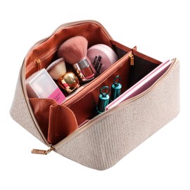 Aylashine Partition Makeup Bag with Compartment, Portable Storage, Large Cosmetic Bag for Women Bling Travel Makeup Bag Stylish and Spacious Organizer with Handle Perfect for Girls Beauty Toiletry,