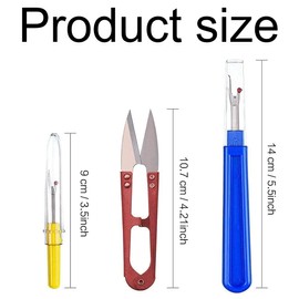 XPEX Sewing Seam Ripper Kit, 4 Pieces Thread Remover, Large and Small Thread Separator, with Soft Tape Measure, Trimming Scissors, and Storage Bag for Sewing, for Beginners Sewing Crafts, Random