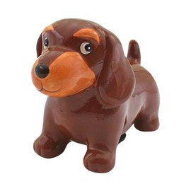 Dog Money Box, Children's Piggy Bank, Dachshund, Piggy Bank, Piggy Bank, Piggy Bank, Children's Money Box, Savings Box, Savings Box, Decorative Dachshund with Economy Function, Made of Ceramic, Brown